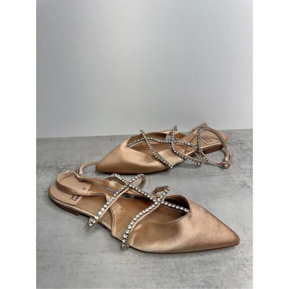 Jeffrey Campbell Flats Size 6 Pointed Toe Satin Finish Rhinestones - Picture 4 of 7